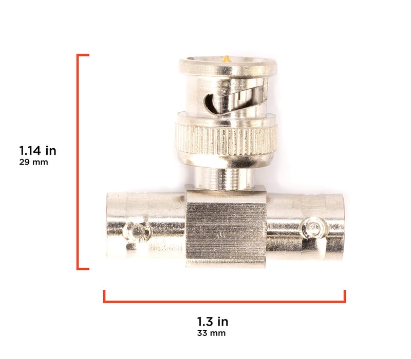 THE CIMPLE CO - BNC T Adapter - T-Shaped Coax Splitter - 1 Male Port to 2 Female Ports, Coaxial Cable Extension - 4 Pack - Image 3